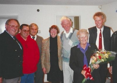 Retirement send off for Bob West (far left), who worked on The Sandbanks Ferry for 40 years, his son Mark who also worked in the company, and Mr Rodney & Mrs Cynthia Kean.