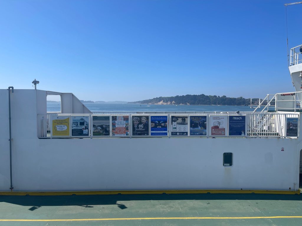 advertising boards on the Sandbanks Ferry