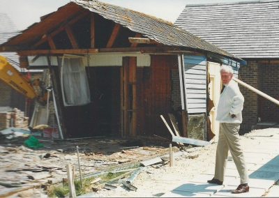 Rodney Kean during the Sandbanks Ferry office and accommodation rebuild, 1986.