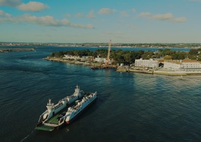 Image of the Sandbanks Ferry travelling to Sandbanks, Dorset